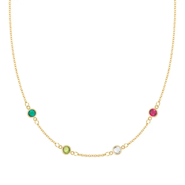 Personalized Classic 4 Birthstone Necklace in 14k Gold sold by Haverhill
