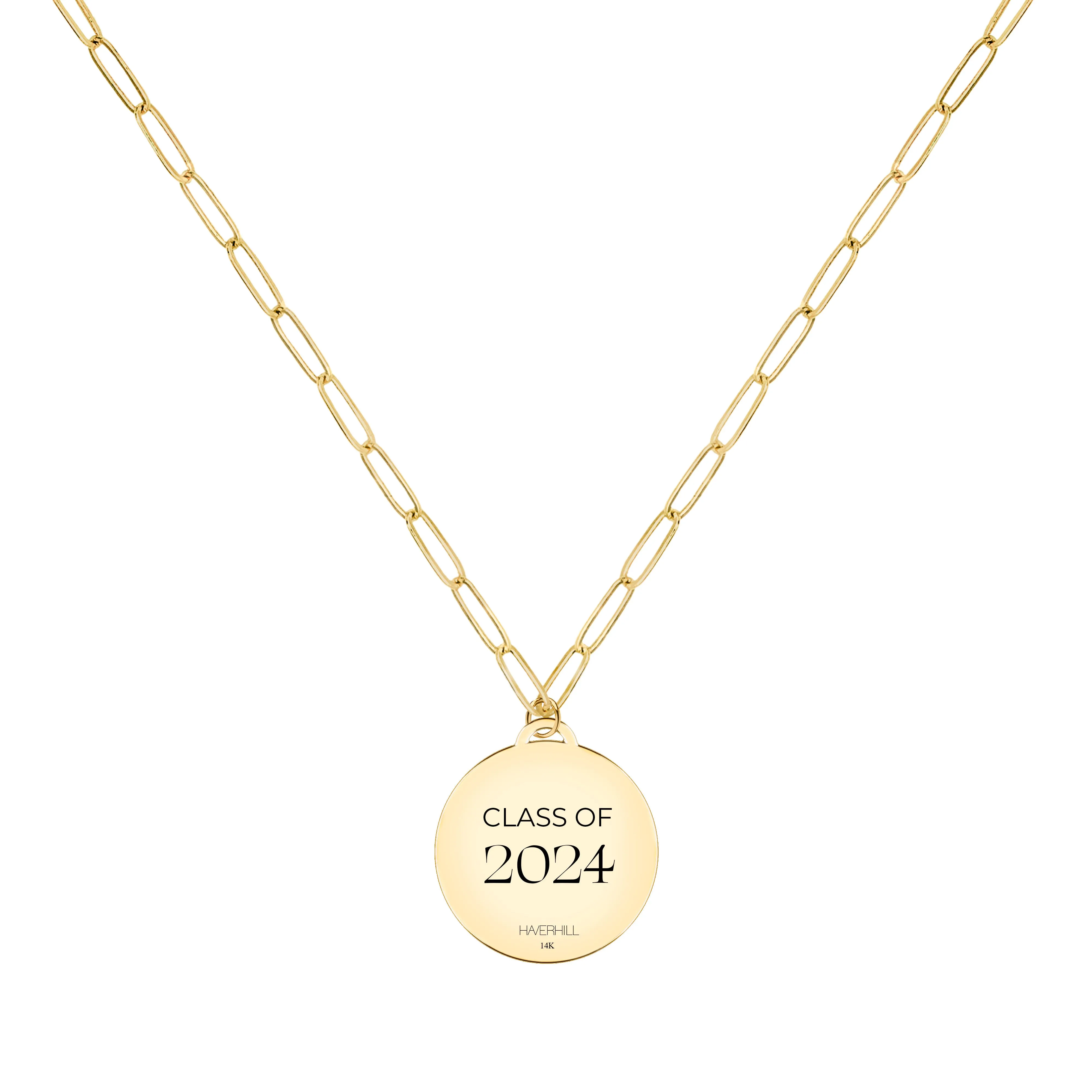 Engravable Graduation Flat Circle Pendant with Adelaide Mini Chain in 14k Gold sold by Haverhill product image thumbnail 4