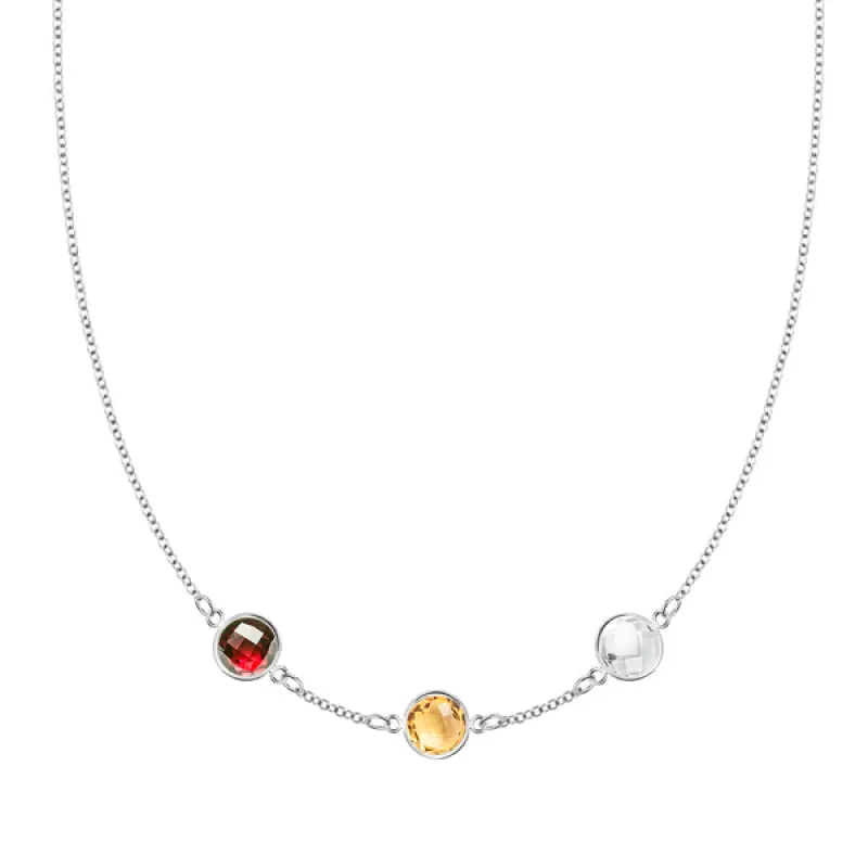Personalized Grand 3 Birthstone Necklace in 14k Gold sold by Haverhill