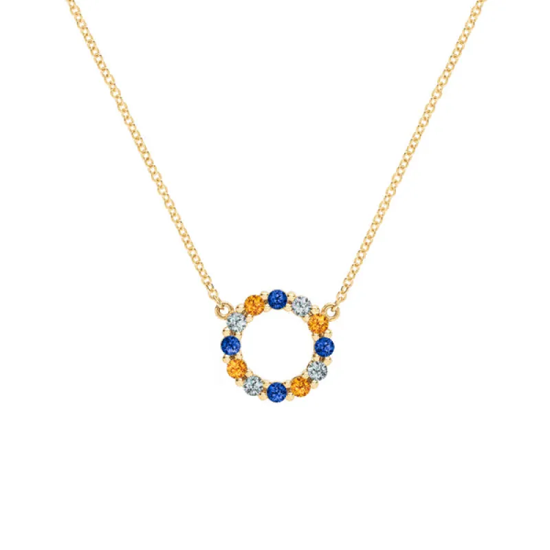 Personalized Rosecliff Small Circle Birthstone Necklace in 14k Gold sold by Haverhill