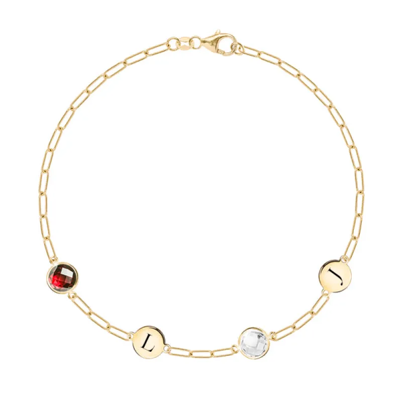 Personalized 2 Letter & 2 Grand Birthstone Adelaide Mini Bracelet in 14k Gold sold by Haverhill