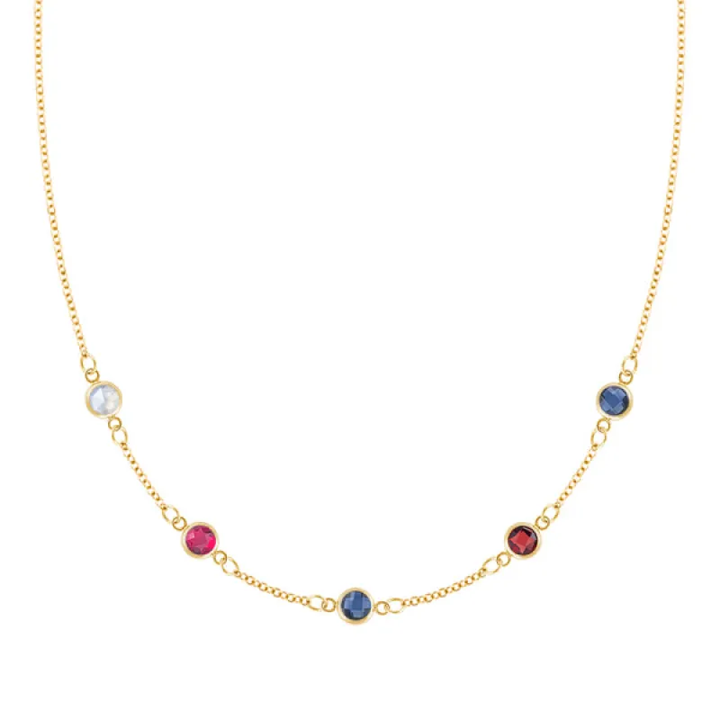 Personalized Classic 5 Birthstone Necklace in 14k Gold sold by Haverhill