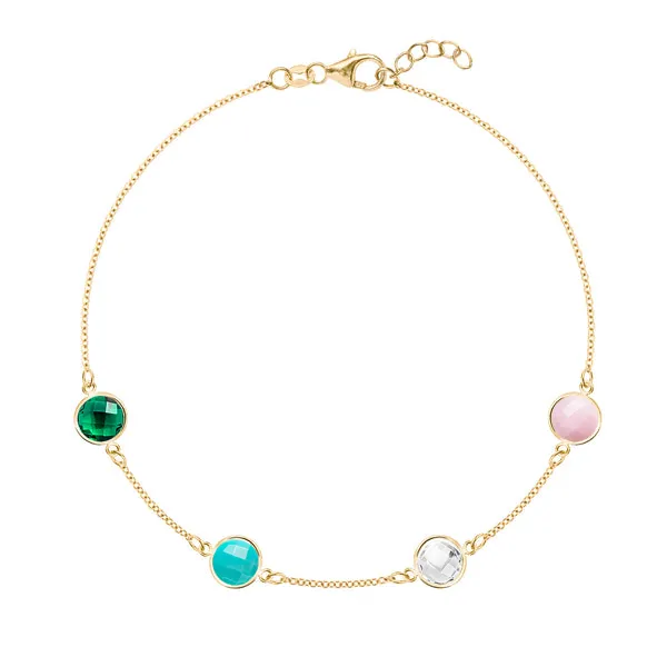 Personalized Grand 4 Birthstone Bracelet in 14k Gold sold by Haverhill