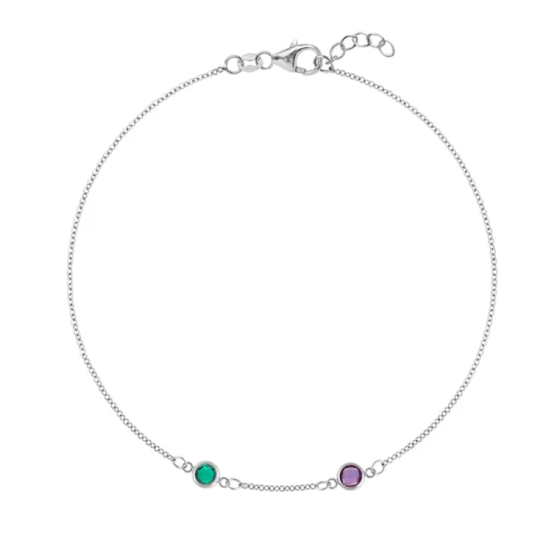 Personalized Classic 2 Birthstone Bracelet in 14k Gold sold by Haverhill