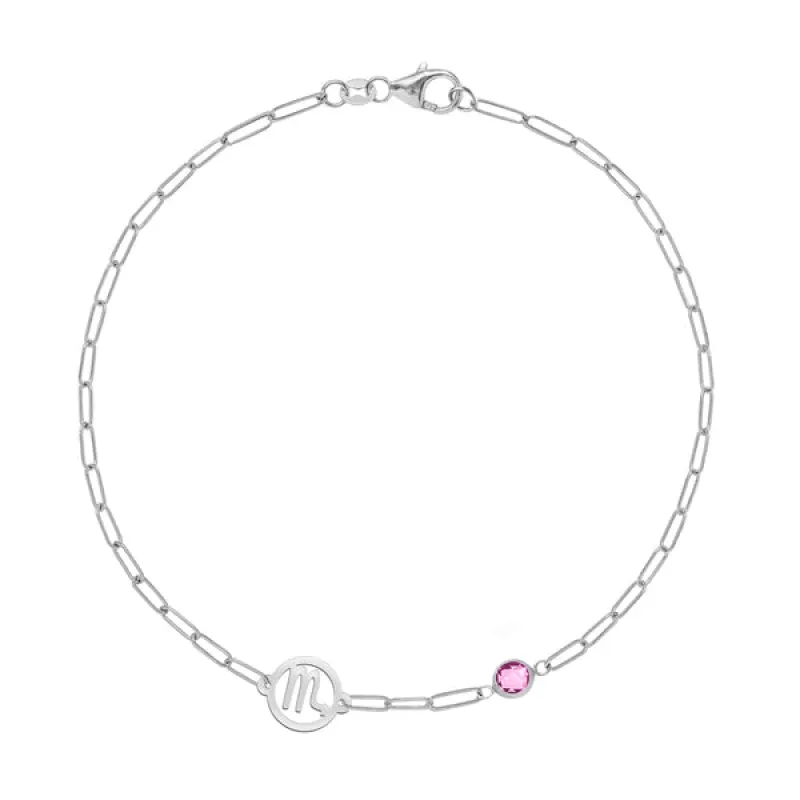 Personalized Scorpio & Birthstone Bracelet on Adelaide Mini in 14k Gold sold by Haverhill