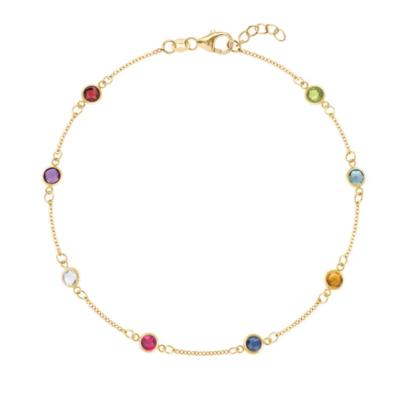 Personalized Classic 8 Birthstone Bracelet in 14k Gold sold by Haverhill