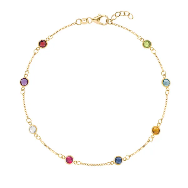 Personalized Classic 8 Birthstone Bracelet in 14k Gold sold by Haverhill