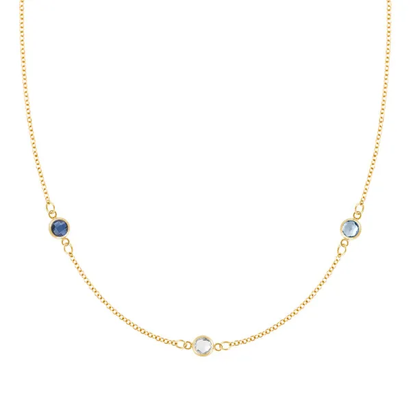 Personalized Classic 3 Birthstone Necklace in 14k Gold sold by Haverhill