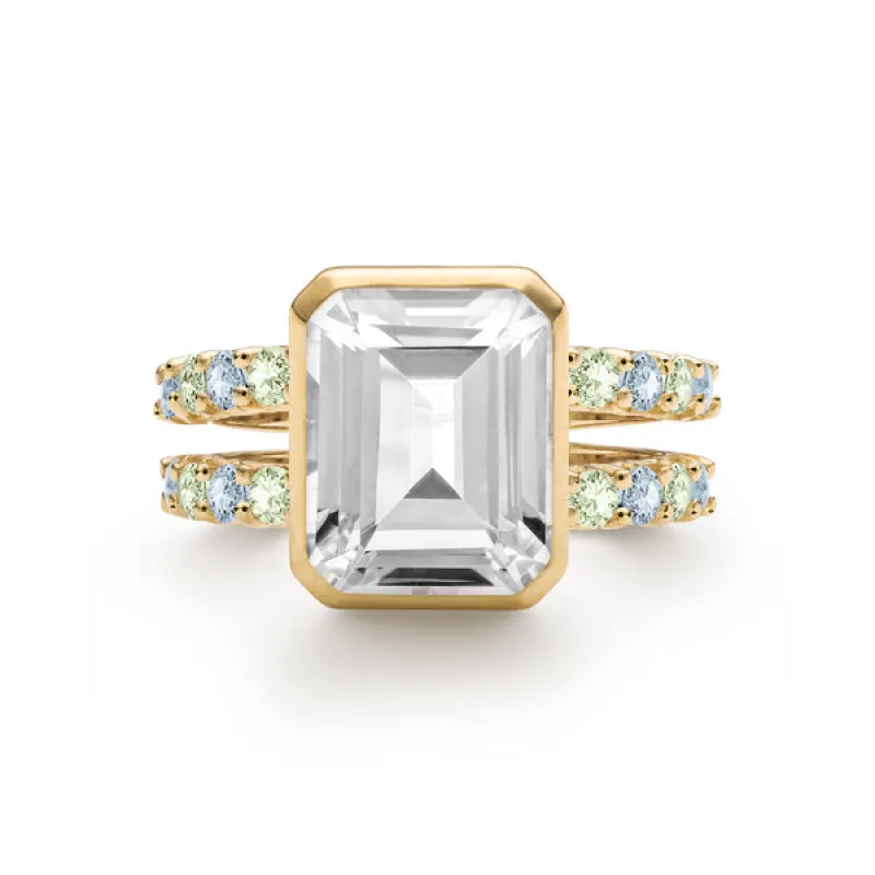 Personalized Warren Vertical Birthstone Ring with Accent Stones in 14k Gold sold by Haverhill