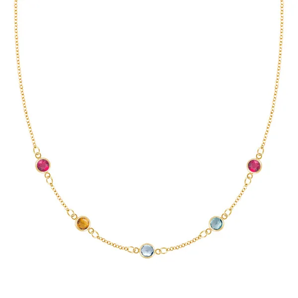 Personalized Classic 5 Birthstone Necklace in 14k Gold sold by Haverhill