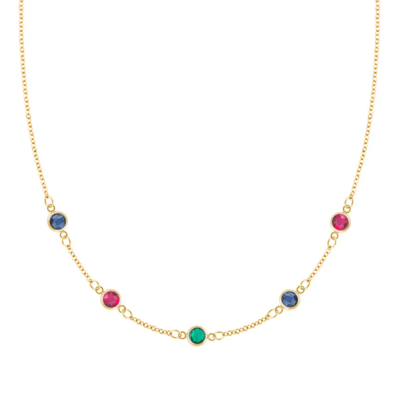 Personalized Classic 5 Birthstone Necklace in 14k Gold sold by Haverhill