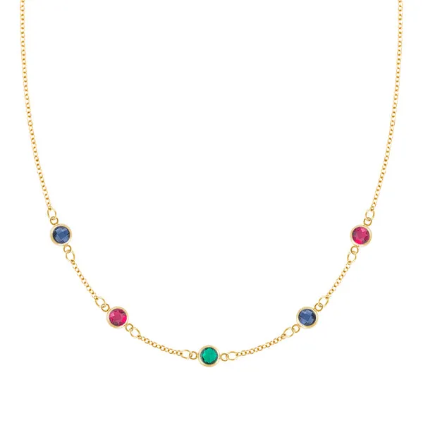 Personalized Classic 5 Birthstone Necklace in 14k Gold sold by Haverhill