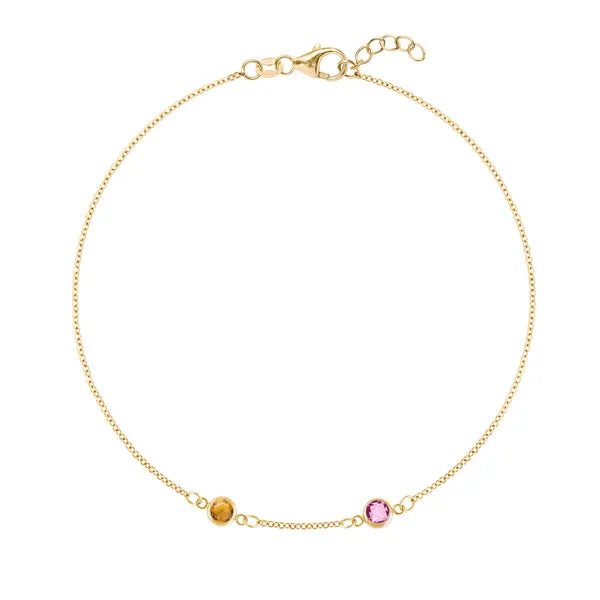 Personalized Classic 2 Birthstone Bracelet in 14k Gold sold by Haverhill