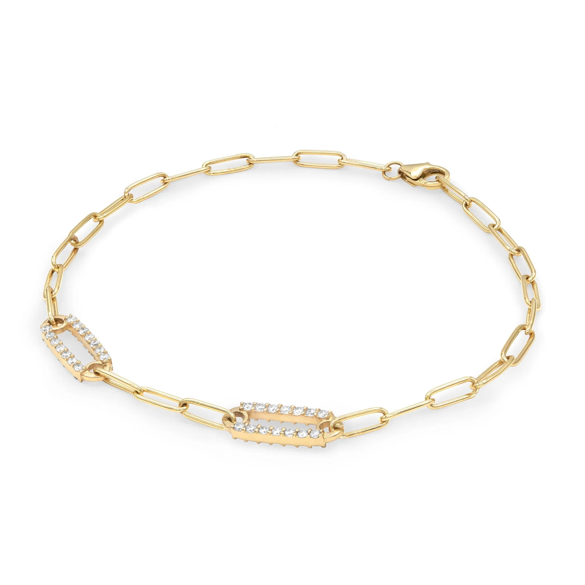 Personalized Adelaide 2 Pavé Birthstone Link Bracelet in 14k Gold sold by Haverhill product image thumbnail 5