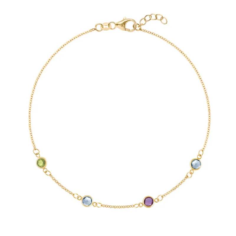 Personalized Classic 4 Birthstone Bracelet in 14k Gold sold by Haverhill