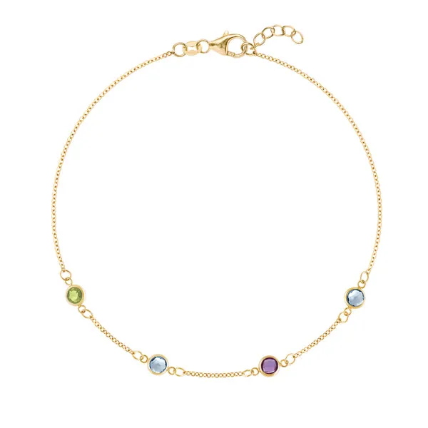 Personalized Classic 4 Birthstone Bracelet in 14k Gold sold by Haverhill