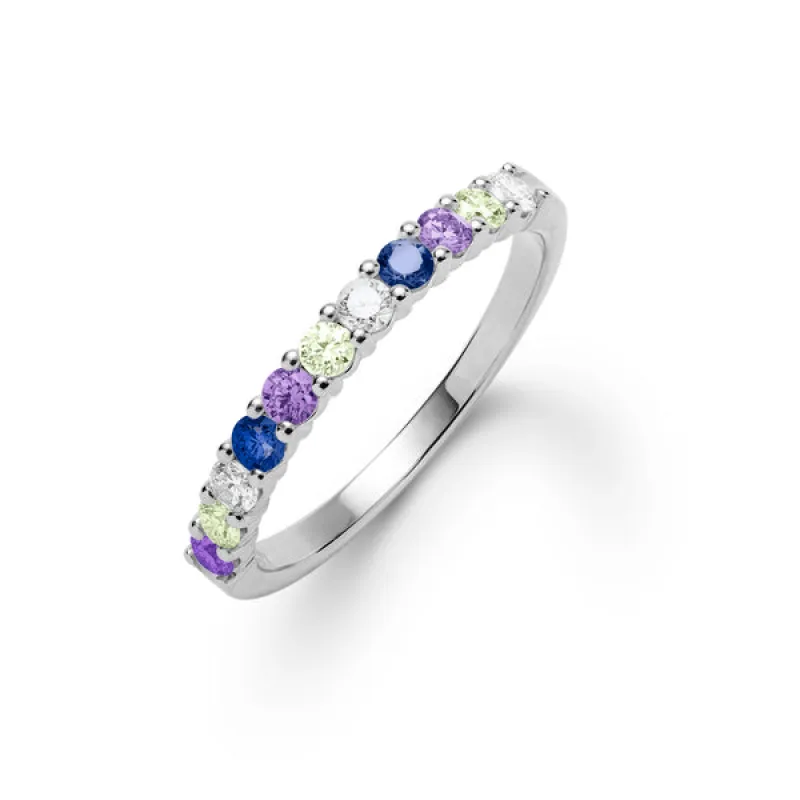 Personalized Rosecliff Birthstone Stackable Ring in 14k Gold sold by Haverhill