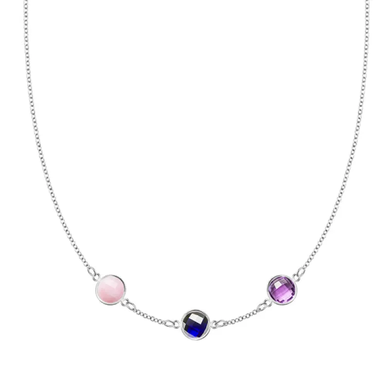 Personalized Grand 3 Birthstone Necklace in 14k Gold sold by Haverhill