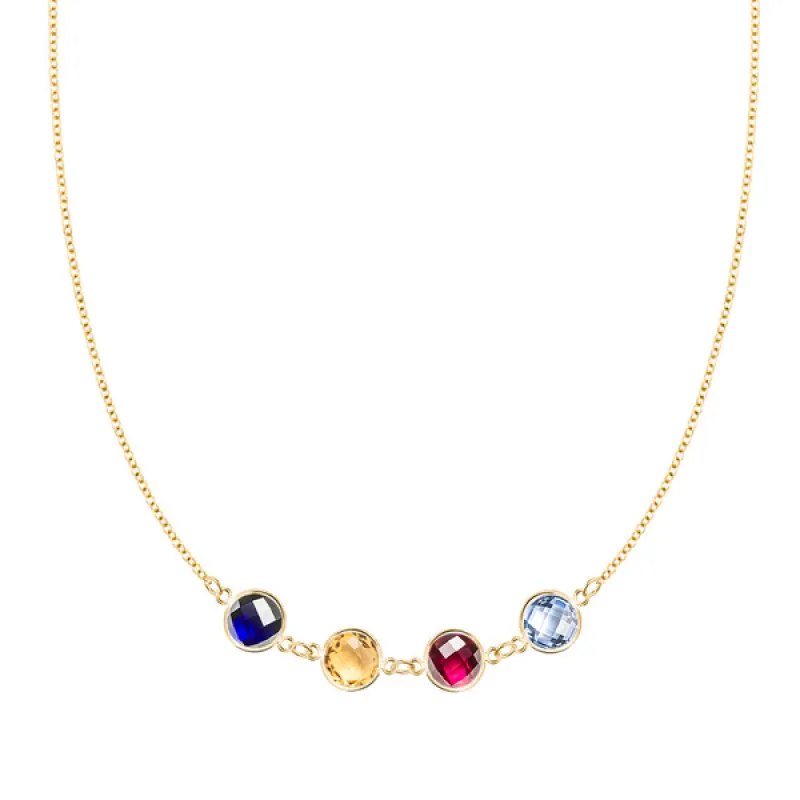 Personalized Grand 4 Connected Birthstone Necklace in 14k Gold sold by Haverhill