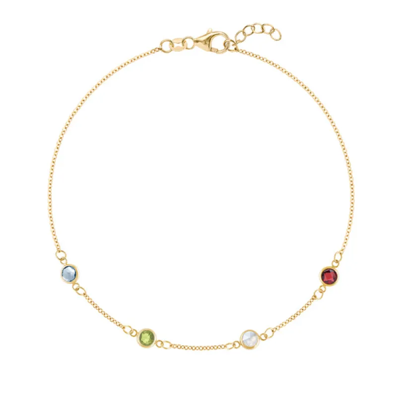Personalized Classic 4 Birthstone Bracelet in 14k Gold sold by Haverhill