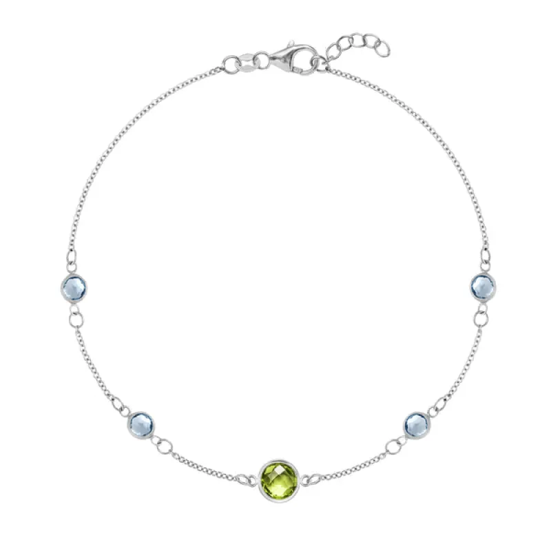 Personalized 1 Grand & 4 Classic Birthstone Bracelet in 14k Gold sold by Haverhill