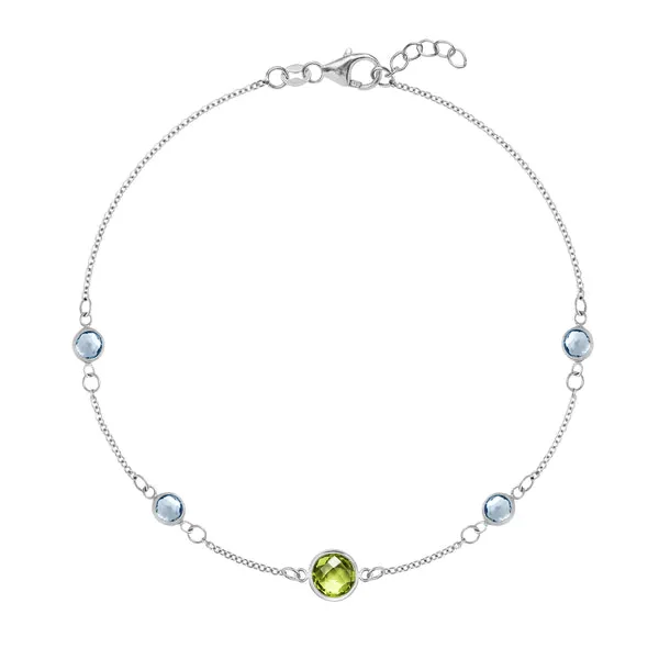 Personalized 1 Grand & 4 Classic Birthstone Bracelet in 14k Gold sold by Haverhill