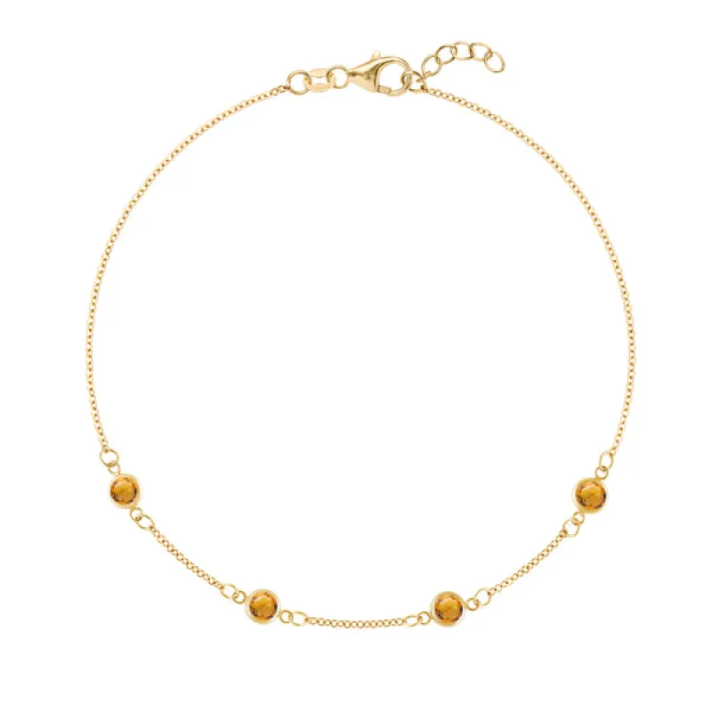 Personalized Classic 4 Birthstone Bracelet in 14k Gold made by Haverhill