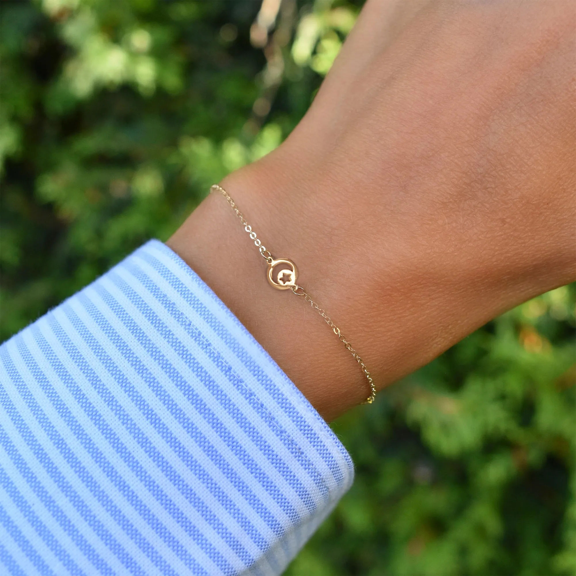 Crescent & Star Disc Bracelet in 14k Gold sold by Haverhill product image thumbnail 3
