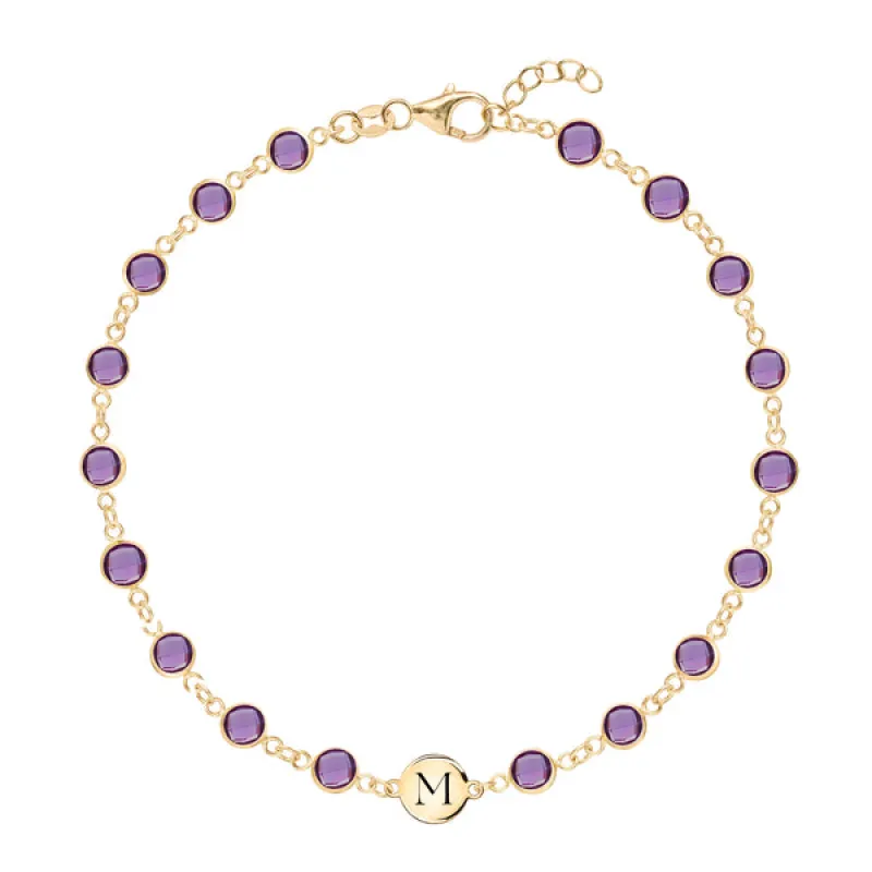 Personalized Newport 1 Letter Birthstone Bracelet in 14k Gold sold by Haverhill