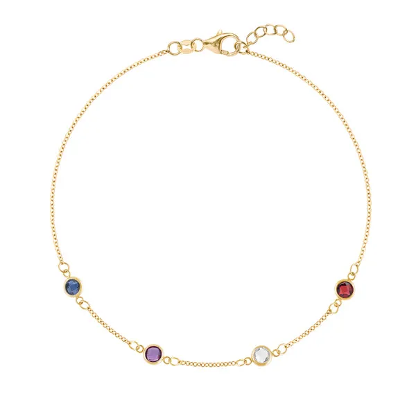 Personalized Classic 4 Birthstone Bracelet in 14k Gold sold by Haverhill