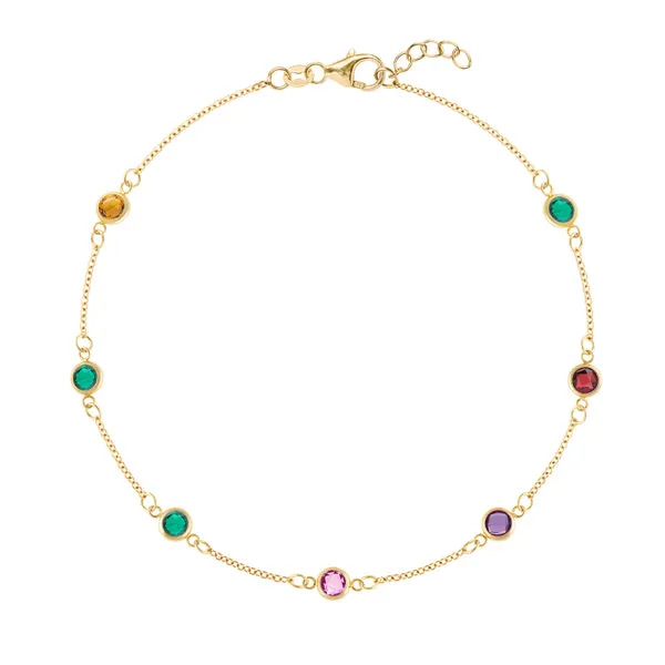 Personalized Classic 7 Birthstone Bracelet in 14k Gold sold by Haverhill