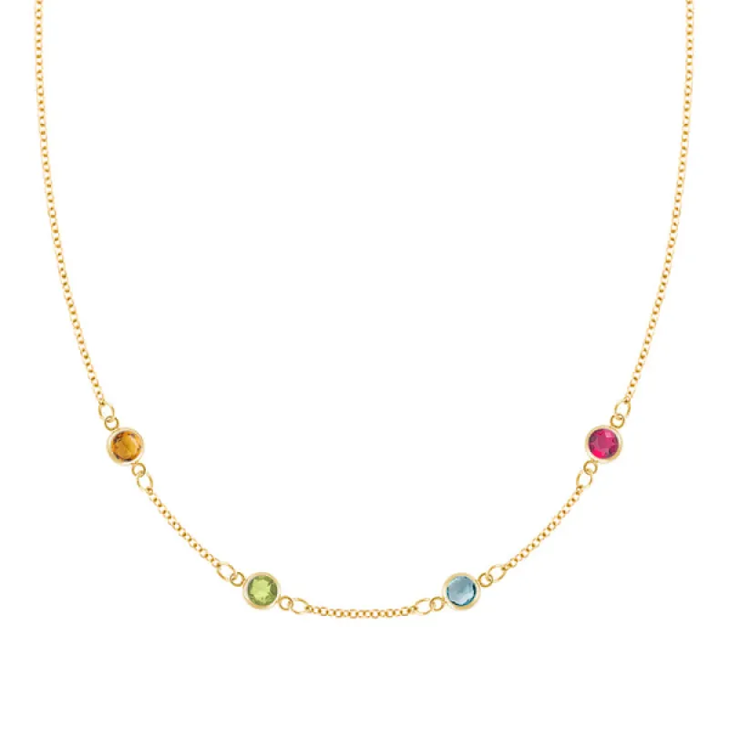 Personalized Classic 4 Birthstone Necklace in 14k Gold sold by Haverhill