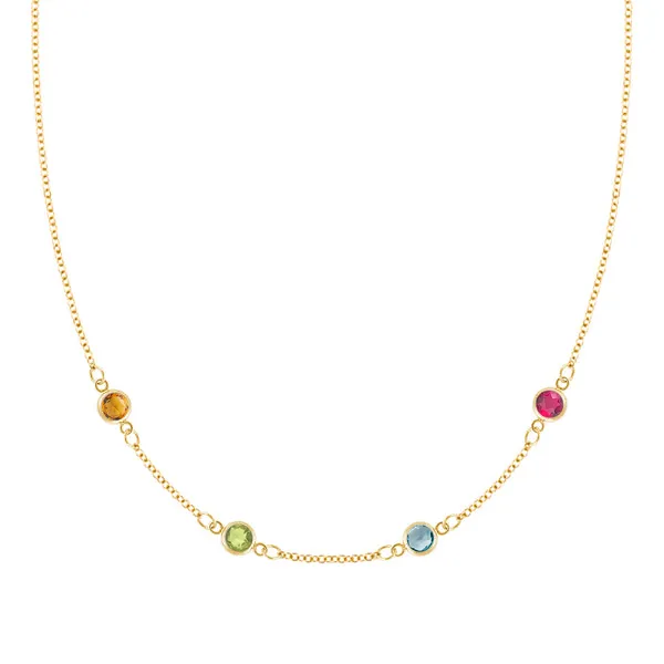 Personalized Classic 4 Birthstone Necklace in 14k Gold sold by Haverhill