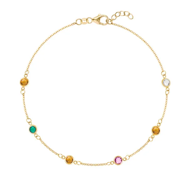 Personalized Classic 6 Birthstone Bracelet in 14k Gold sold by Haverhill