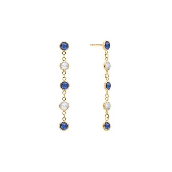 Personalized Classic 5 Birthstone Earrings in 14k Gold sold by Haverhill
