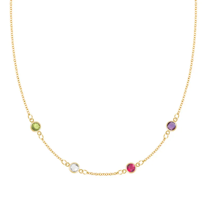 Personalized Classic 4 Birthstone Necklace in 14k Gold sold by Haverhill