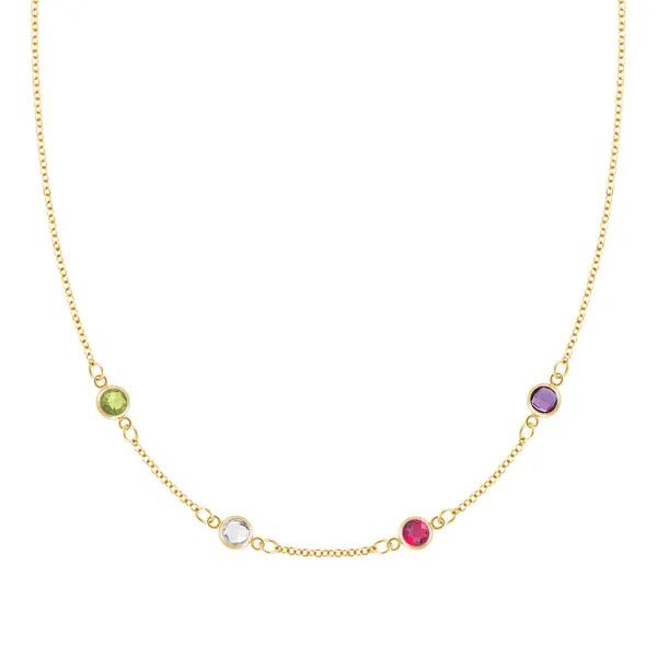 Personalized Classic 4 Birthstone Necklace in 14k Gold sold by Haverhill