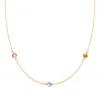 Personalized Classic 3 Birthstone Necklace in 14k Gold sold by Haverhill