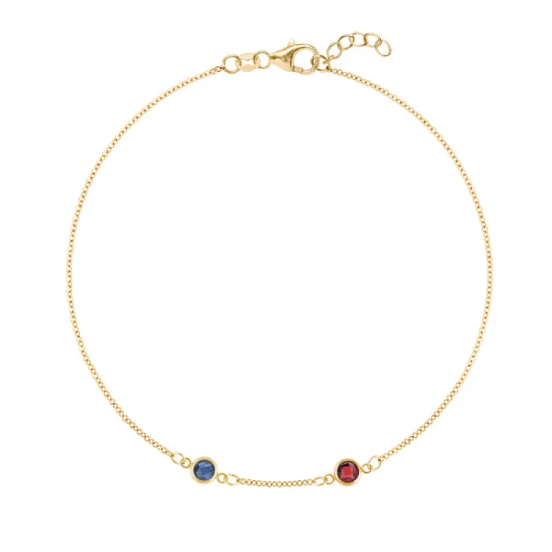 Personalized Classic 2 Birthstone Bracelet in 14k Gold sold by Haverhill