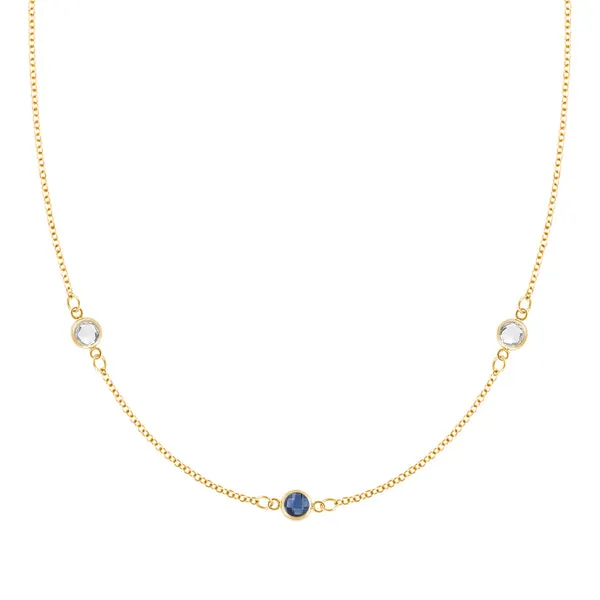 Personalized Classic 3 Birthstone Necklace in 14k Gold sold by Haverhill