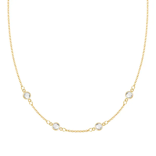 Personalized Classic 4 Birthstone Necklace in 14k Gold sold by Haverhill