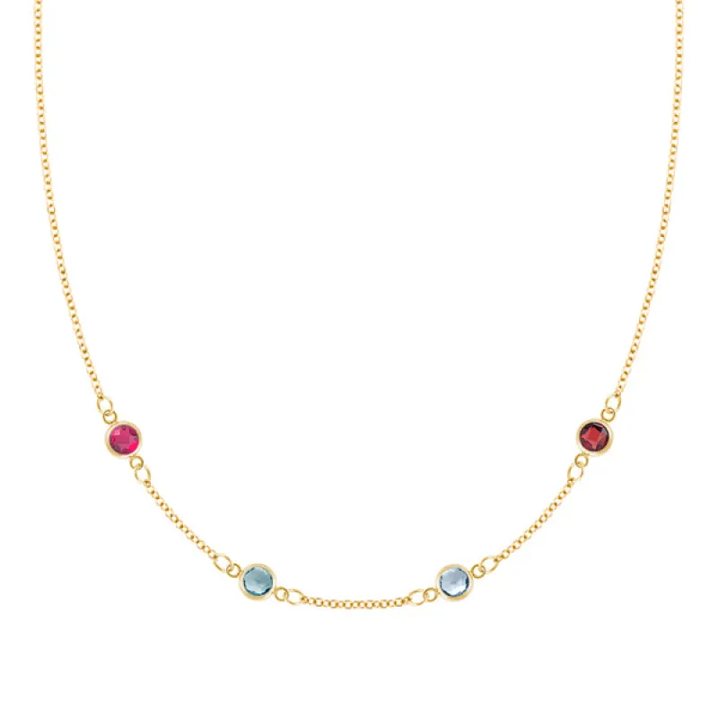 Personalized Classic 4 Birthstone Necklace in 14k Gold sold by Haverhill