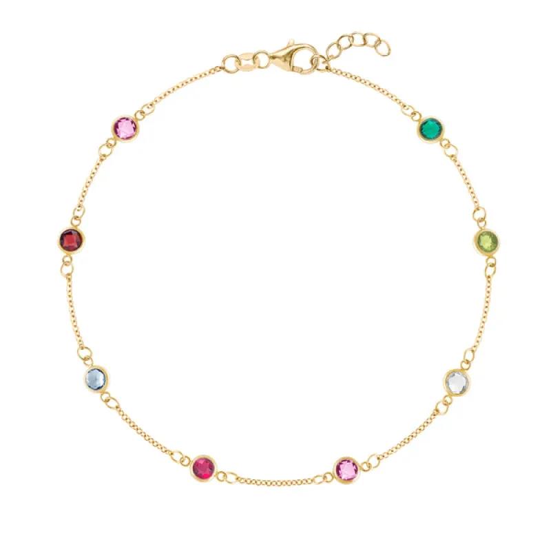 Personalized Classic 8 Birthstone Bracelet in 14k Gold sold by Haverhill