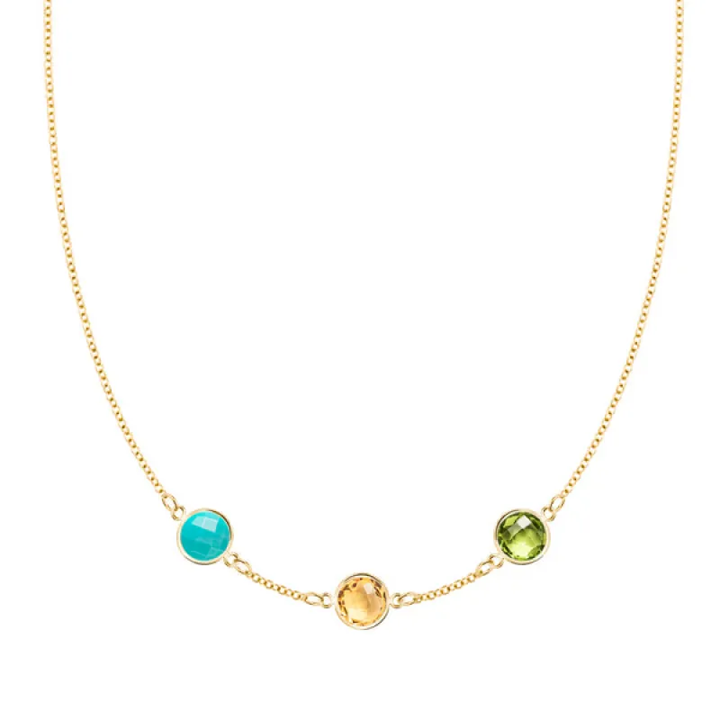 Personalized Grand 3 Birthstone Necklace in 14k Gold sold by Haverhill