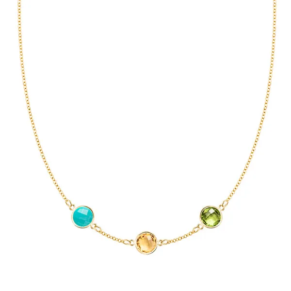 Personalized Grand 3 Birthstone Necklace in 14k Gold sold by Haverhill