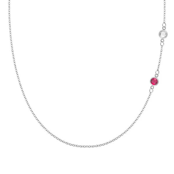 Personalized Classic 2 Birthstone Necklace in 14k Gold sold by Haverhill