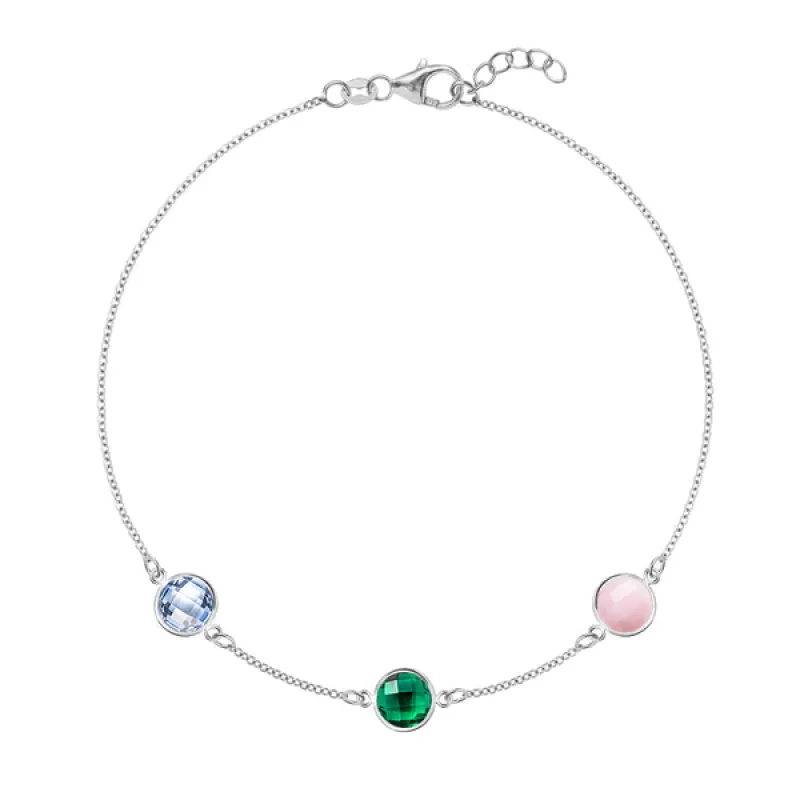 Personalized Grand 3 Birthstone Bracelet in 14k Gold sold by Haverhill