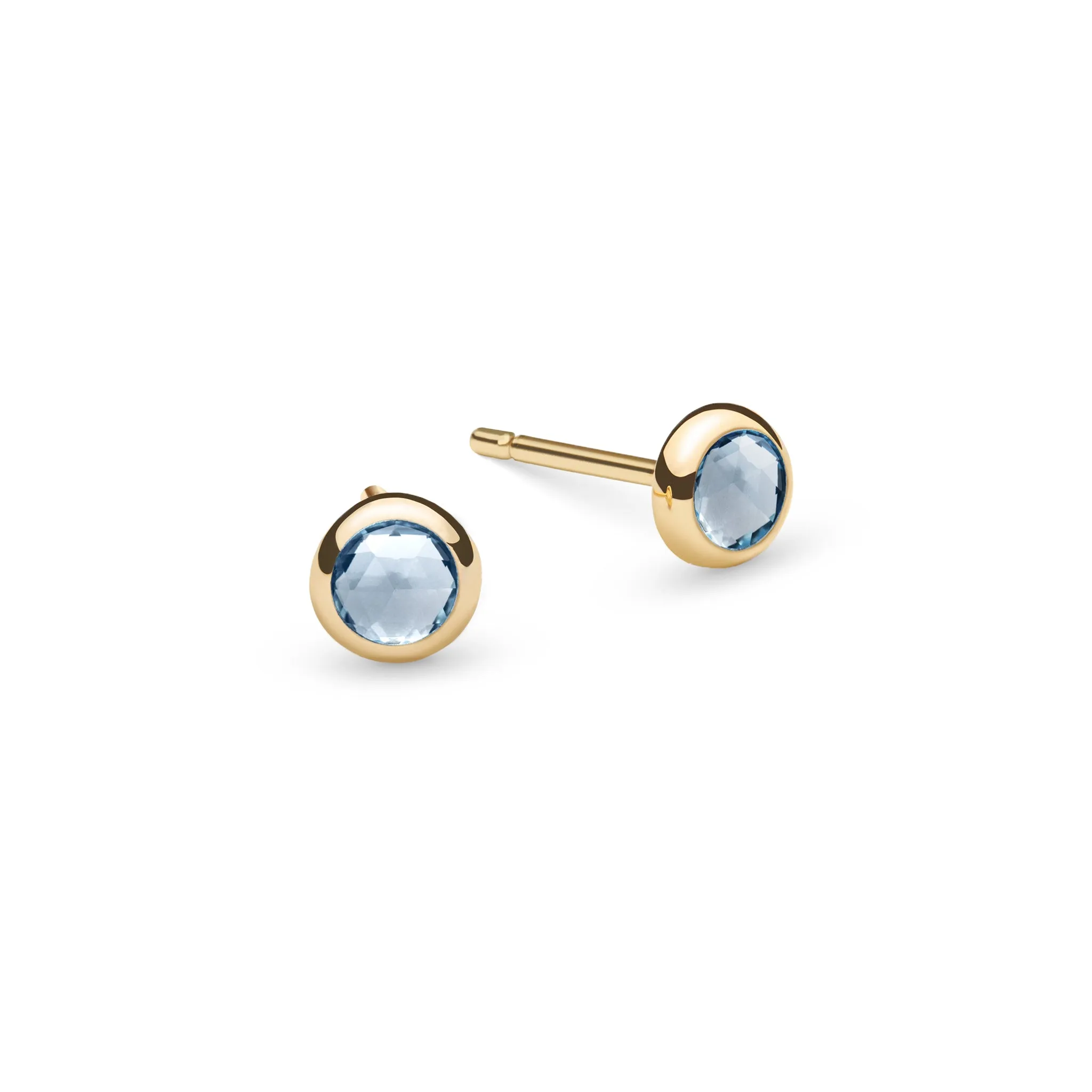 Classic Aquamarine Birthstone Stud Earrings in 14k Yellow Gold (March) sold by Haverhill