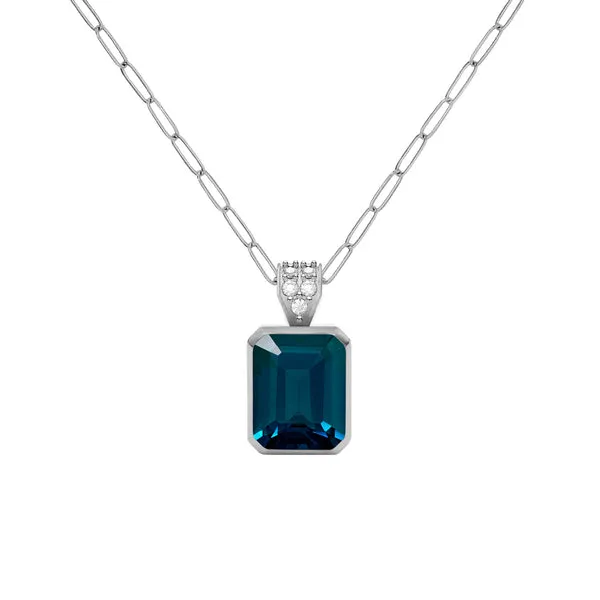Warren Atlantic Blue Topaz Pendant with Diamond Bale in 14k Gold (December) sold by Haverhill
