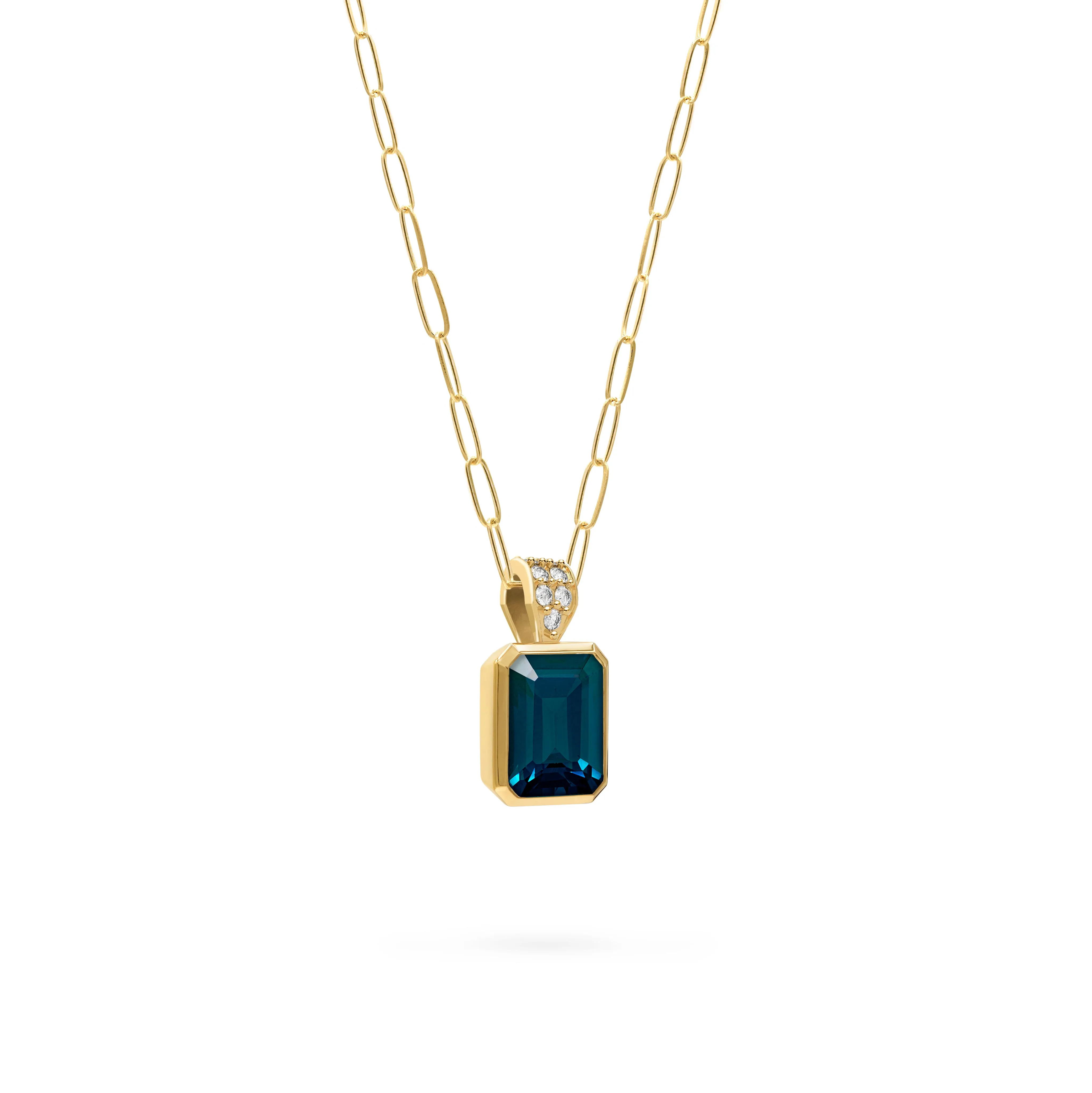 Warren Atlantic Blue Topaz Pendant with Diamond Bale in 14k Gold (December) sold by Haverhill product image thumbnail 4